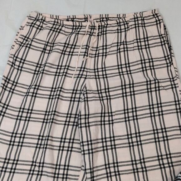 Victoria's Secret Pink Black Plaid High Rise Wide Leg Pajama Pants XL - Picture 2 of 13